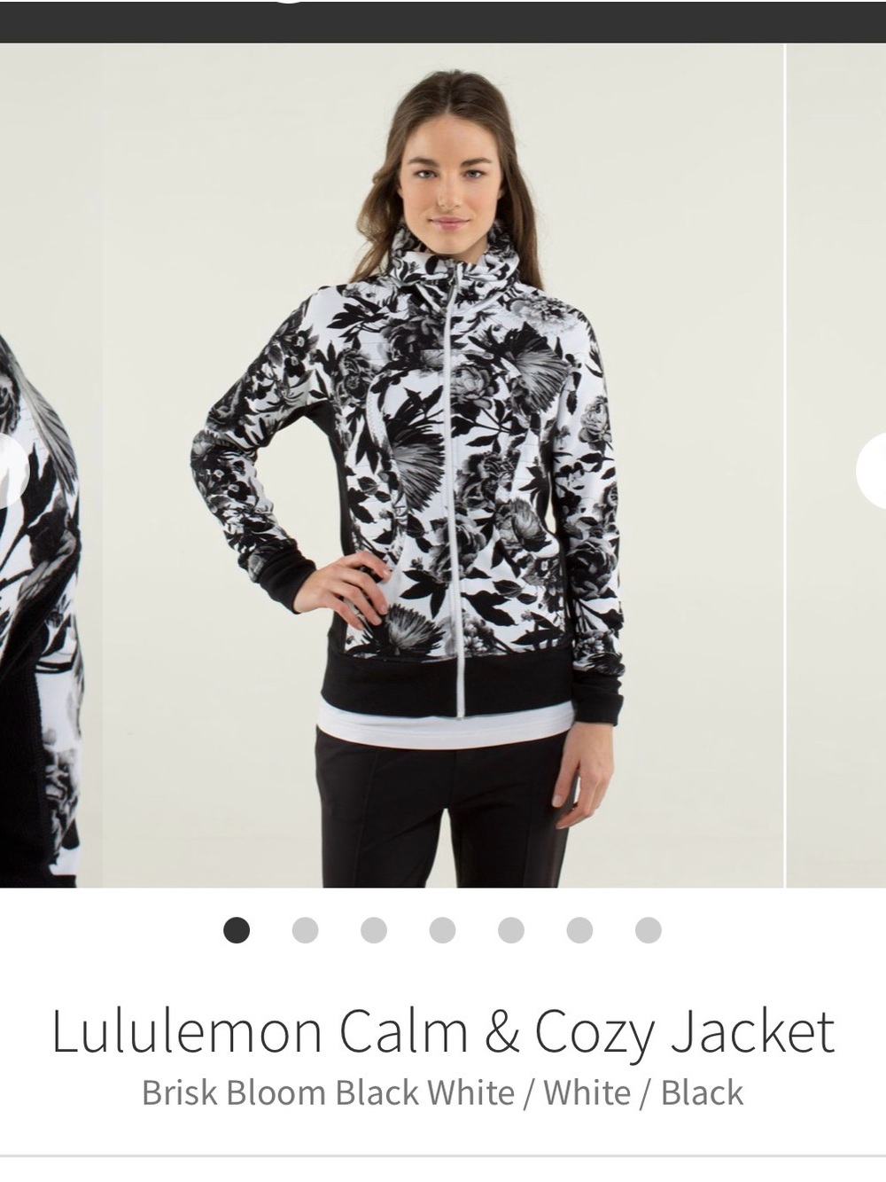 lululemon Calm & Cozy Jacket sz 8? Brisk Bloom Black/White cabincore loungewear